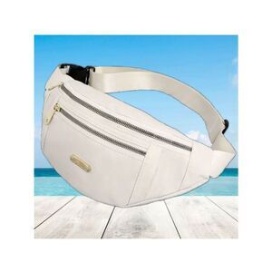 NWT Gorgeous White off /Ivory Nylon Sling Bag Fanny Pack with double gold zipper